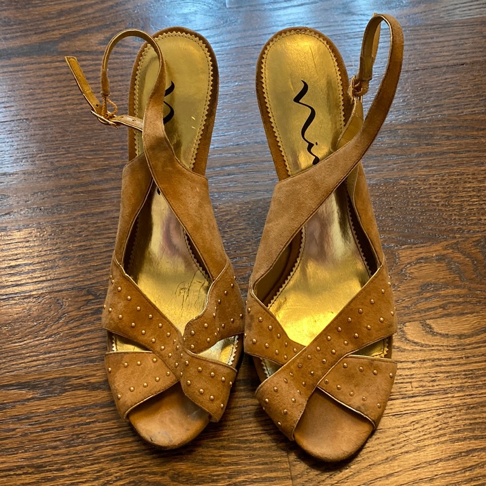 Nina Tan Suede Wedges Size 10